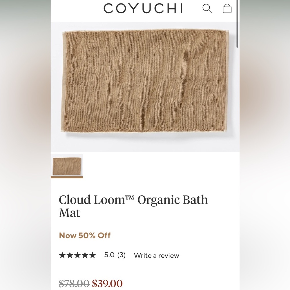 Coyuchi Tan Bath Mat Organic Comfort
